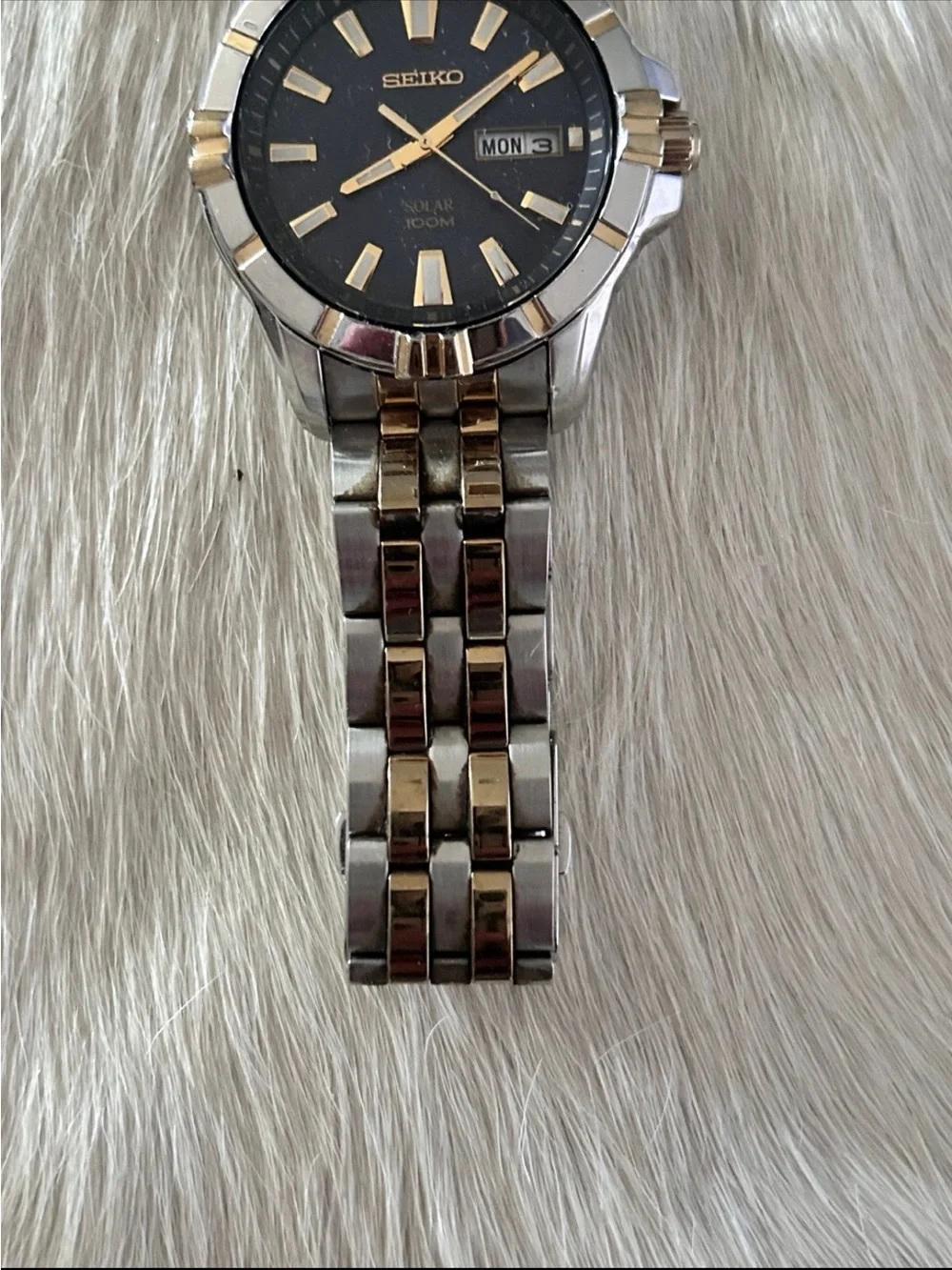 Seiko Solar SNE176 Men's Watch Two-Tone Stainless Steel